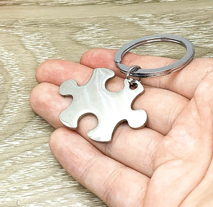 Missing Piece Keychain Set for 2, Puzzle Key Rings, Best Friend Keychains, You Fit Me Perfectly, Friendship Gifts, Gift for BFF, Wife Gift