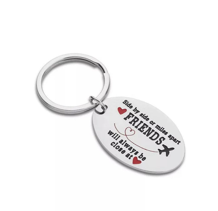 Long Distance Friends Keychain, Side by Side Or Miles Apart, Best Friend Keychain, Friendship Gift, Gift for BFF, Simple Reminder Gift