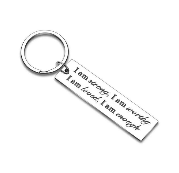 I Am Strong, I Am Worthy, Strength Keychain, Uplifting Gift, Friendship Keychain, Daughter Gift, Gift for Best Friend, Birthday Gift for Her