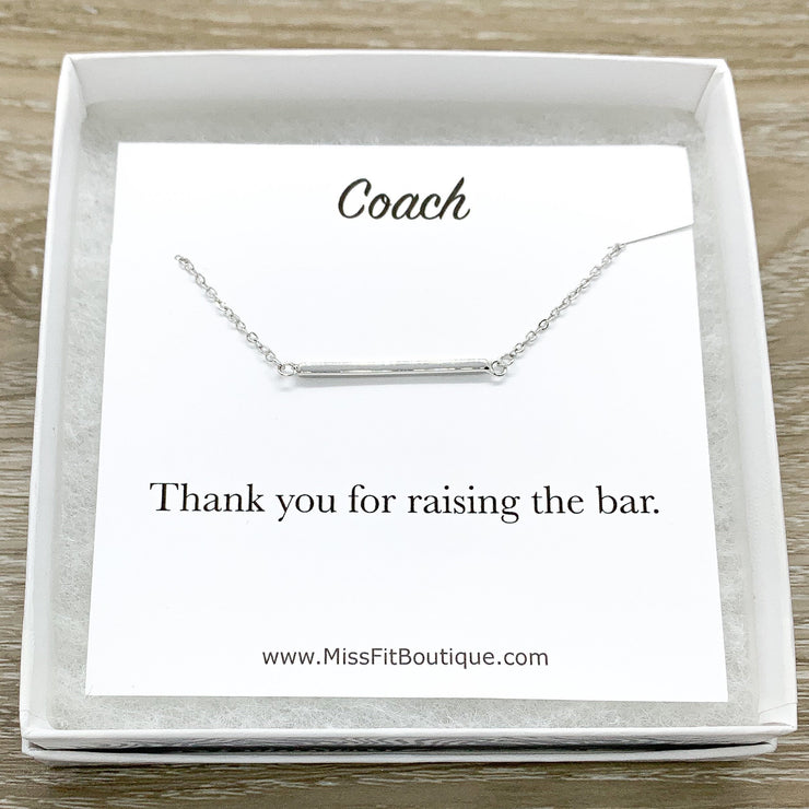 Thank You For Raising The Bar, Balance Bar Necklace, Coach Gift, Sterling Silver Jewelry, Layering Necklace, Appreciation Gift, Holiday