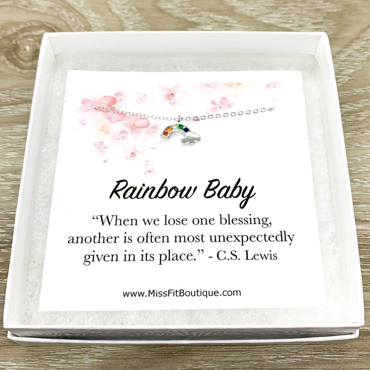 Rainbow Baby Gift, C.S. Lewis Quote, Tiny Rainbow Necklace, New Baby Gift, New Mom Jewelry, Miscarriage, Infertility Support Gift