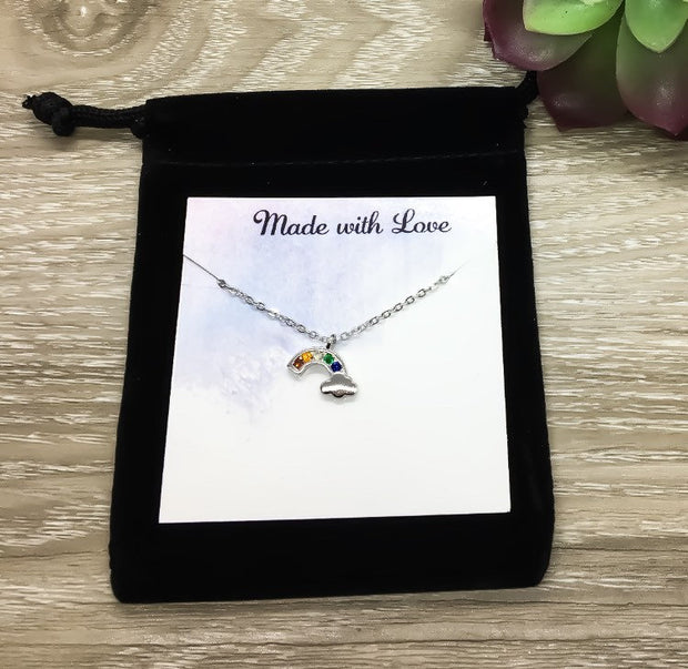 Rainbow of Hope Card, Tiny Rainbow Necklace, Friend Gift, Feeling Down Gift, Motivational Gift, Infertility Support Gift, Cheer Up Gift