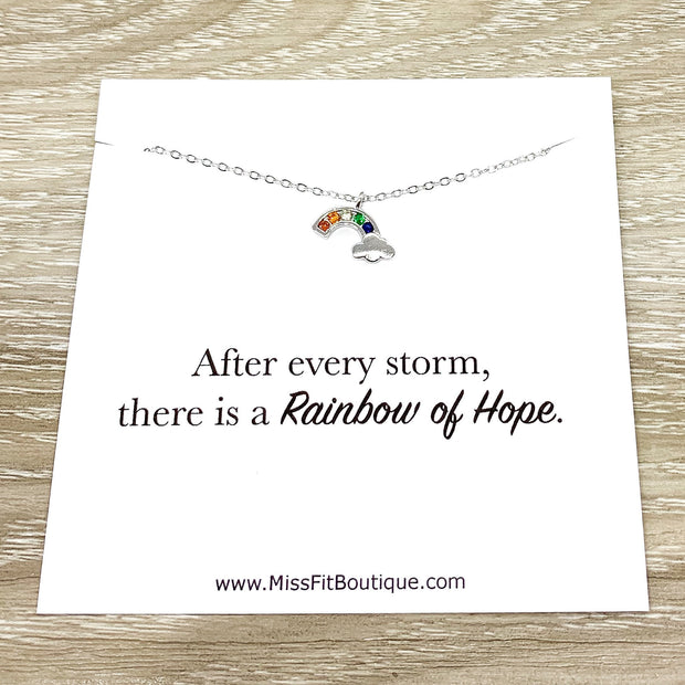 Rainbow of Hope Card, Tiny Rainbow Necklace, New Baby Gift, New Mom Jewelry, Rainbow Baby Gift, Infertility Support Gift, Cheer Up Gift