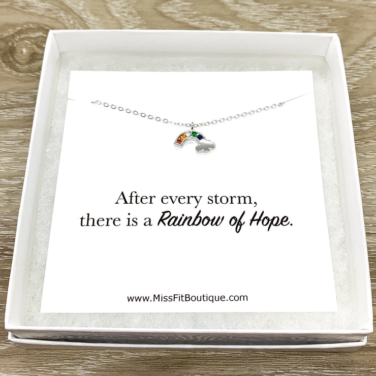 Rainbow of Hope Card, Tiny Rainbow Necklace, New Baby Gift, New Mom Jewelry, Rainbow Baby Gift, Infertility Support Gift, Cheer Up Gift