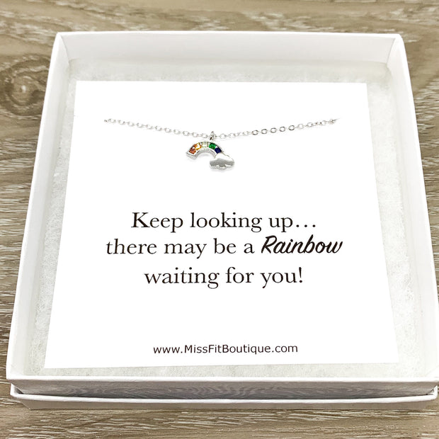 Rainbow of Hope Card, Tiny Rainbow Necklace, Friend Gift, Feeling Down Gift, Motivational Gift, Infertility Support Gift, Cheer Up Gift