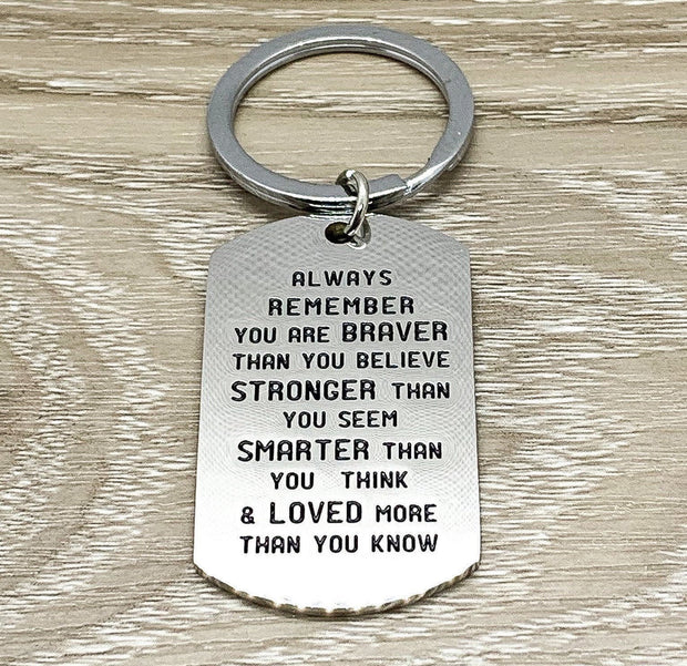 Daughter Keychain, Always Remember Quote Gift, Son Keyring, Going Away Gift for Him, Gift from Mom, College Keychain, Teen Keychain, Student