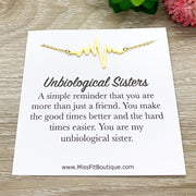 Heartbeat Necklace, Unbiological Sister Gift, Meaningful Necklace with Card, Bonus Sister Gift, Soul Sister Necklace, Simple Reminder Gift