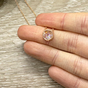 She Believed She Could Jewelry Gift, Round Crystal Necklace, Rose Gold Solitaire Pendant, Strength Jewelry, Gift for Friend, Affirmation