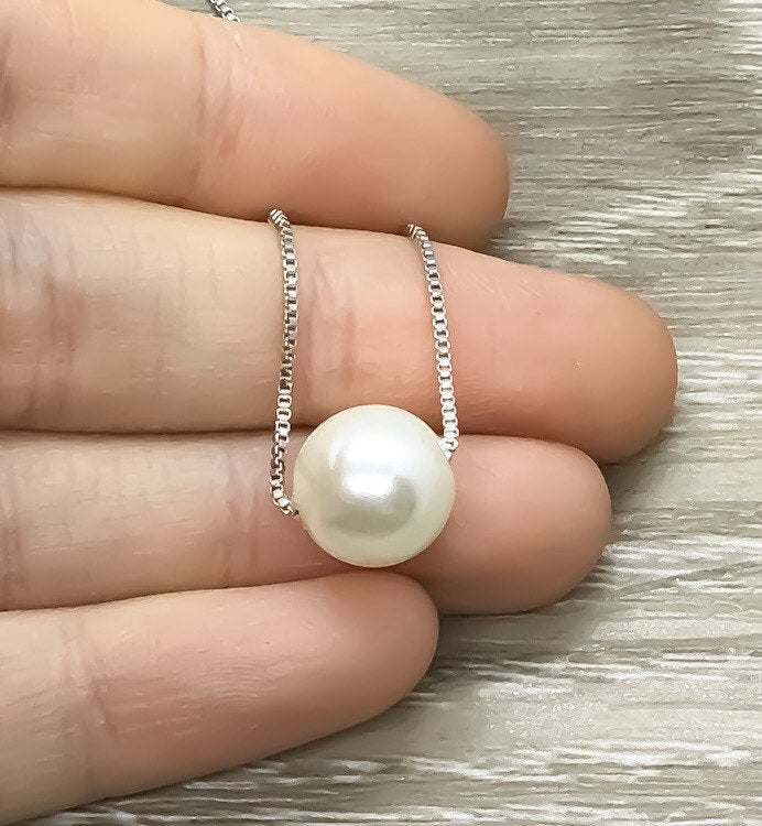 Happy 40th Birthday Gift, Single Floating Pearl Necklace, Happy Birthday Card, Gift for Her, Jewelry for Women, Sister, Friend, Mother, Aunt