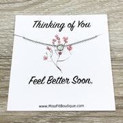 Thinking of You Gift, Feel Better Soon, Tiny Crystal Necklace, Solitaire Rhinestone Pendant, Sickness Gift, Illness Support Gift from Friend
