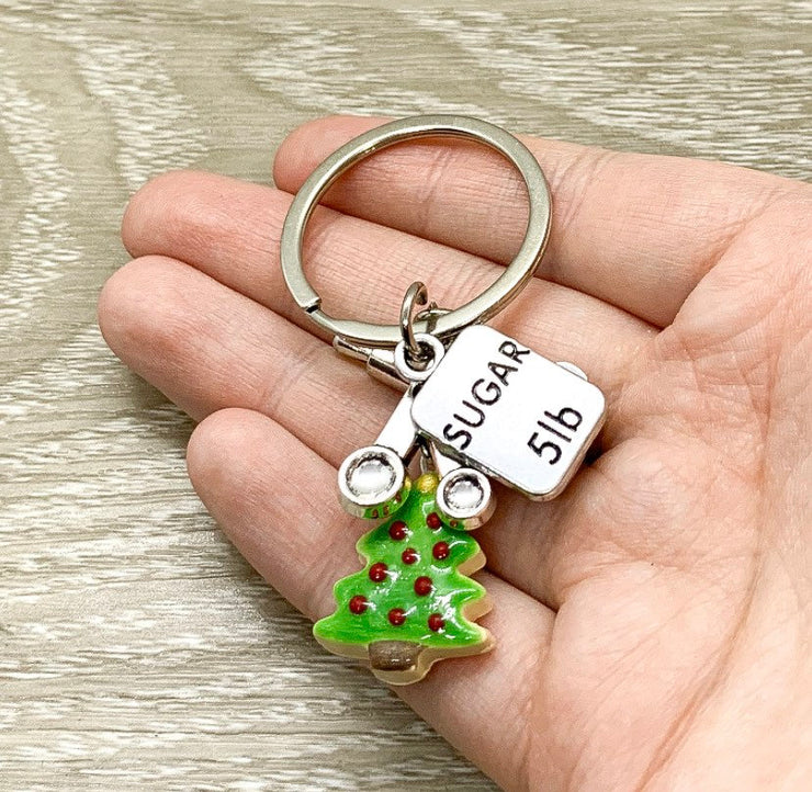 Christmas Baking Keychain, Gift for Grandma, Christmas Sugar Cookie Charms, Baker Keychain, Gift from Granddaughter, Measuring Spoons Charm