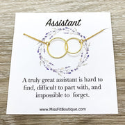 Truly Great Assistant Gift, Interlocking Circles Necklace, Circular Pendant, Linked Circles Necklace, Thank You Gift for Assistant, Thanks