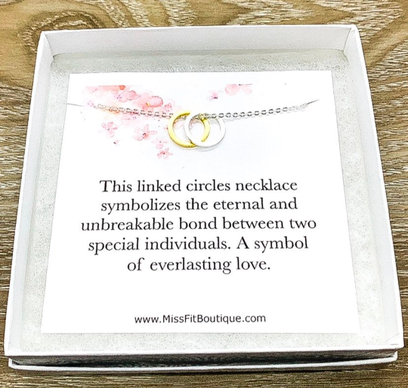 Unbreakable Bond Gift, Pendant, Linked Circles Necklace, Interlocking Circles Necklace, Gift for Best Friend, Anniversary Gift, Love Jewelry