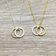 Unbreakable Bond Gift, Pendant, Linked Circles Necklace, Interlocking Circles Necklace, Gift for Best Friend, Anniversary Gift, Love Jewelry