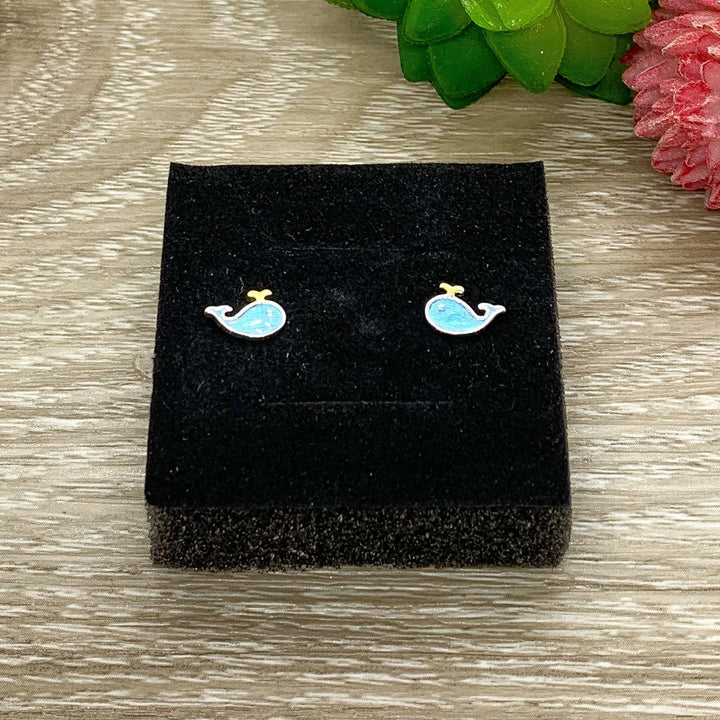 Tiny Whale Stud Earrings, Animal Earrings, Fish Jewelry, Minimalist Stud Earrings, Nature Gift, Sea, Summer, Boho Earrings, Stocking Stuffer