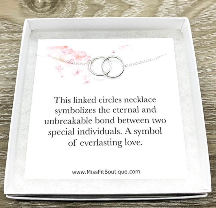 Unbreakable Bond Necklace with Gift Box, Linked Circles Necklace, 2 Circle Pendants, Gift for Best Friend, Gift for Girlfriend, Wife Gift