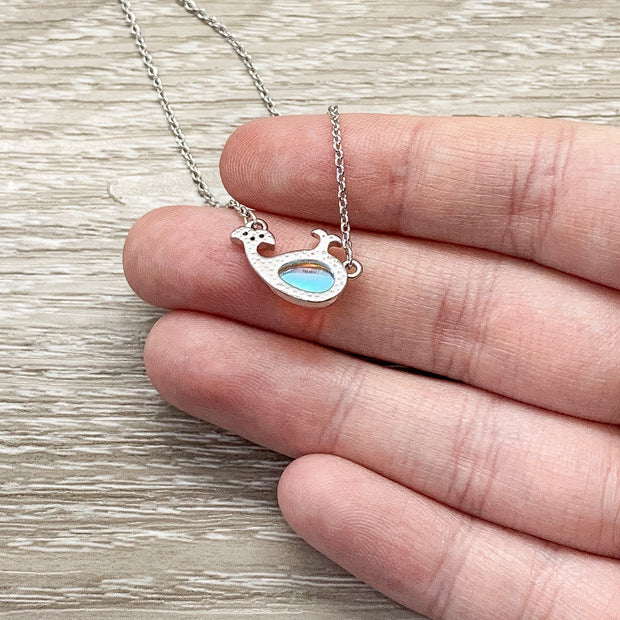 Whale Symbol, Whale Jewelry Gift, Opalite Whale Necklace, Mental Health, Beach Necklace, Support Gift, Ocean Gift, Friendship Necklace