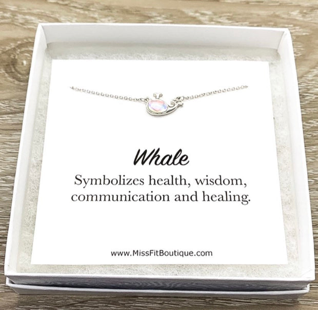 Whale Symbol, Whale Jewelry Gift, Opalite Whale Necklace, Mental Health, Beach Necklace, Support Gift, Ocean Gift, Friendship Necklace