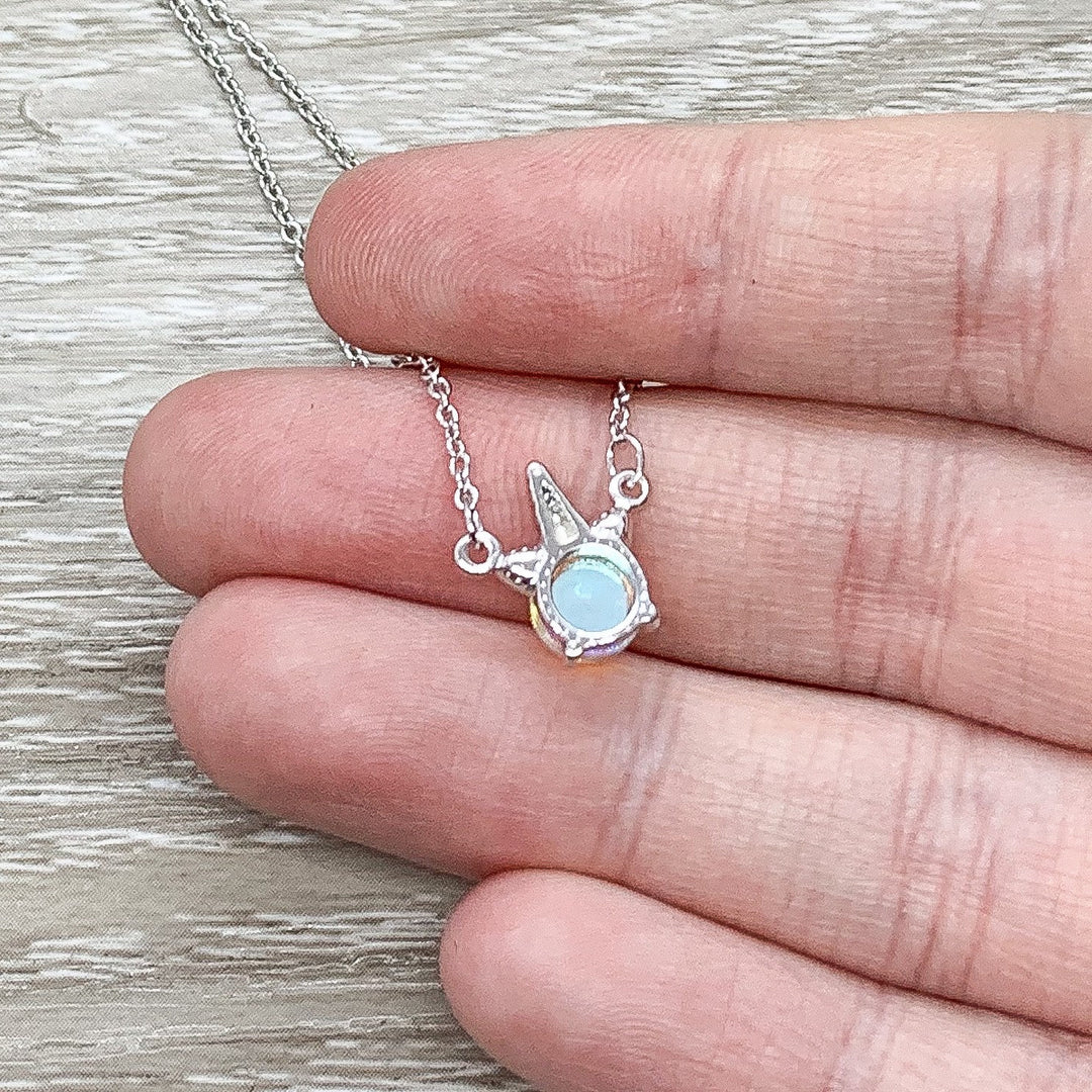 Opalite Unicorn Necklace, Unicorn Jewelry, Sterling Silver Pendant, Unicorn Lover Gift, Unicorn Pendant, Teen Girl Gift, Birthday Gift