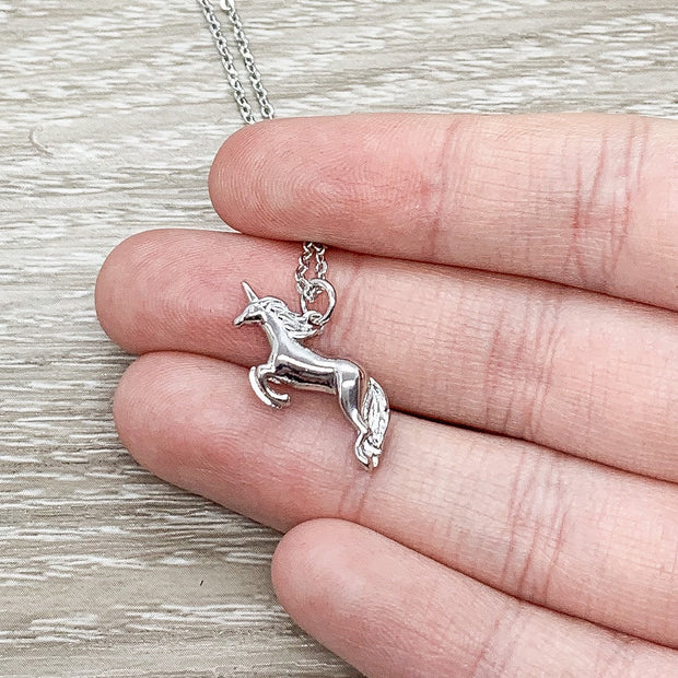 Silver Unicorn Necklace, Be Yourself Card, Unicorn Jewelry, Uplifting Gift, Unicorn Lover Gift, Unicorn Pendant, Teen Girl Gift, Birthday