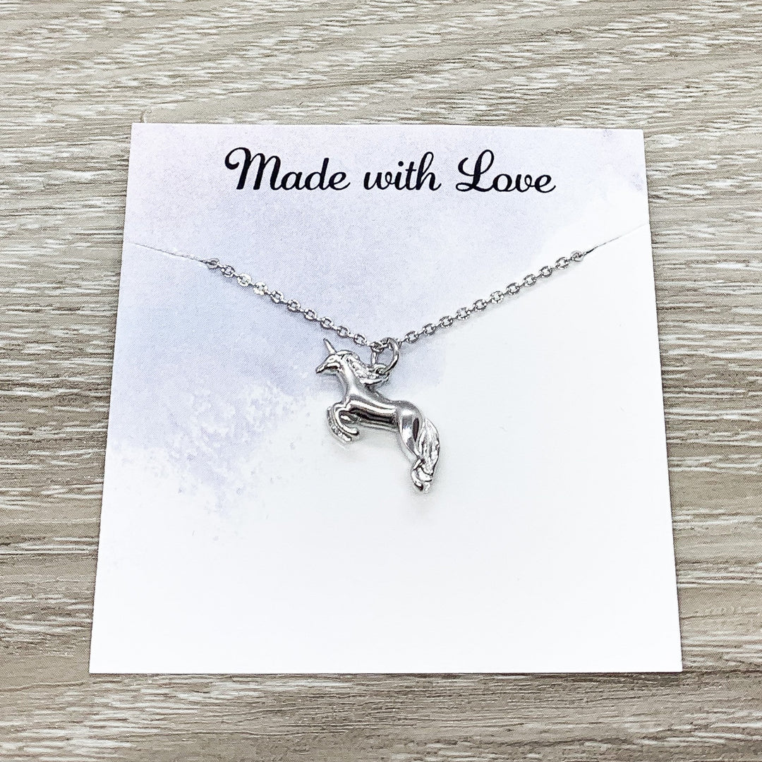 Silver Unicorn Necklace Gift Box, Unicorn Wisdom Card, Unicorn Jewelry, Unicorn Lover Gift, Unicorn Pendant, Teen Girl Gift, Birthday Gift