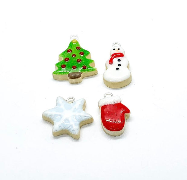 Christmas Charms Bundle, Polymer Clay Charm Lot, Bulk, Sugar Cookie, 10K Charm, Red Mitten Charm, Baking Jewelry Findings, Stocking Stuffer