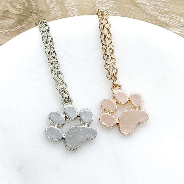 Paw Print Necklace Rose Gold, Dainty Paw Pendant, Minimal Pet Jewelry, Cat Lover Gift, Dog Owner, Loss of Cat, Loss of Dog, Cat Lover Gift