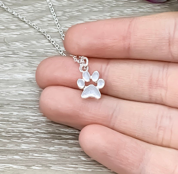 Tiny Paw Print Necklace, Veterinarian Gift, Fur Mama Gift, Paw Pendant, Minimal Pet Jewelry, Cat Lover Gift, Dog Owner, Stocking Stuffer