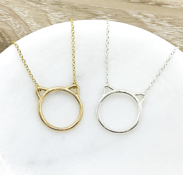 Cat Remembrance Gift, Cat Necklace, Cat Ears Pendant, Memorial Gift for Cat Owner, Minimal Cat Jewelry, Cat Loss Gift, Thinking of You Gift