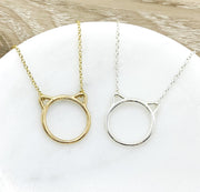 Crazy Cat Lady Gift, Purrfection Necklace Gold, Dainty Cat Ears Pendant, Minimal Cat Jewelry, Cat Lover Gift, Cat Owner Gift