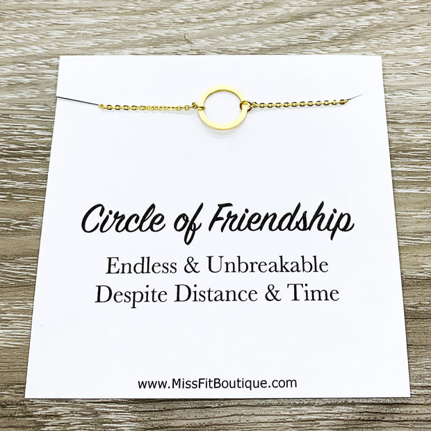 Circle of Friendship Gift, Dainty Gold Circle Necklace, Circular Pendant, Gift for Best Friend, Infinity Circle, Unbiological Sister Gift