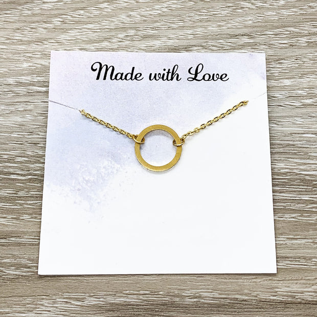 Karma Necklace, Simple Open Circle Necklace, Circular Pendant, Eternity Necklace, Infinity Jewelry, Gift for Daughter, Friendship Necklace