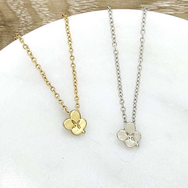 Tiny 4 Leaf Clover Pendant, Good Luck Charm Necklace, Friendship Necklace, Spiritual Jewelry, Simple Reminder, Gift for Her, Stocking Filler