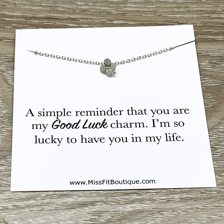 Tiny 4 Leaf Clover Pendant, Good Luck Charm Necklace, Friendship Necklace, Spiritual Jewelry, Simple Reminder, Gift for Her, Stocking Filler