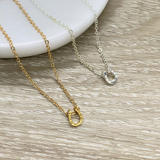 Tiny Horseshoe Necklace, Good Luck Charm Necklace, Simple Reminder Jewelry, Minimalist Jewelry, Stocking Filler for Women, Birthday Gift