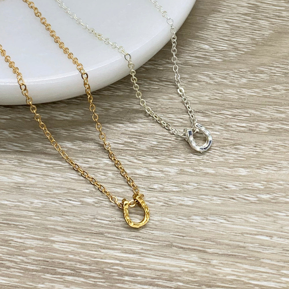 Happy Anniversary Card, Tiny Horseshoe Necklace, Lucky Charm Necklace, Wife Necklace, Minimalist Jewelry, Gift from Husband, Women