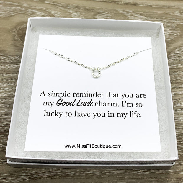 Tiny Horseshoe Necklace, Good Luck Charm Necklace, Simple Reminder Jewelry, Minimalist Jewelry, Stocking Filler for Women, Birthday Gift