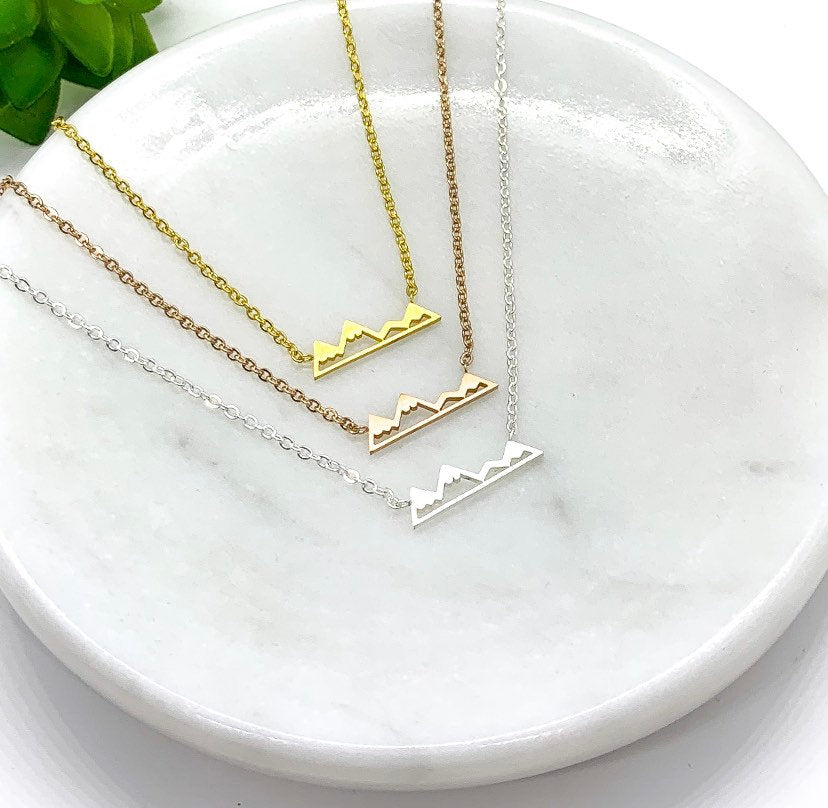 Tiny Mountain Necklace, Gift for Daughter, Minimalist Pendant, Canadian Winter Jewelry, Wanderlust Jewelry, Stocking Filler for Women