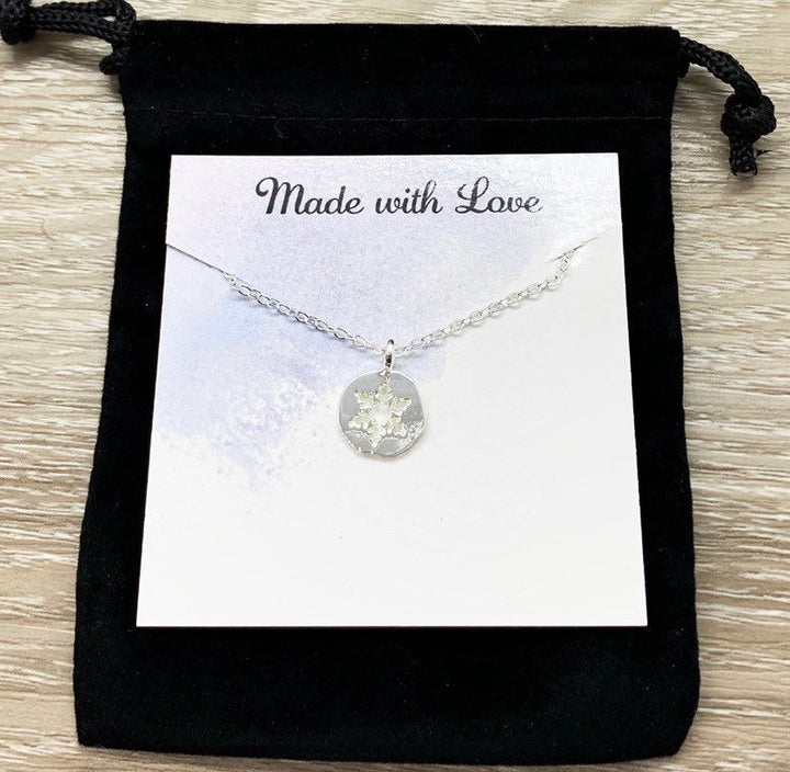 Tiny Snowflake Necklace Set for 2, Dainty Winter Jewelry, Snowflake Pendant, Snow Buddies, Gift for Best Friend, Secret Santa Gift