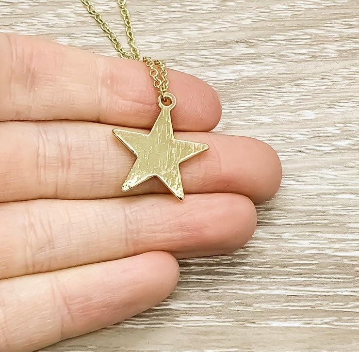 Gold Star Necklace, Witch Pendant, Starry Night Necklace, Celestial Jewelry, Friendship Necklace, Christmas Star Necklace, Birthday Gift
