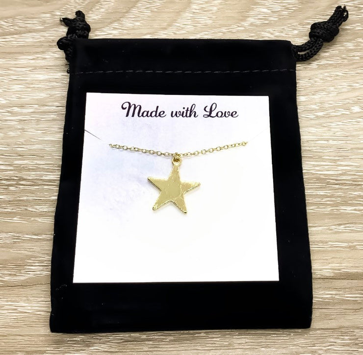 Gold Star Necklace, Witch Pendant, Starry Night Necklace, Celestial Jewelry, Friendship Necklace, Christmas Star Necklace, Birthday Gift