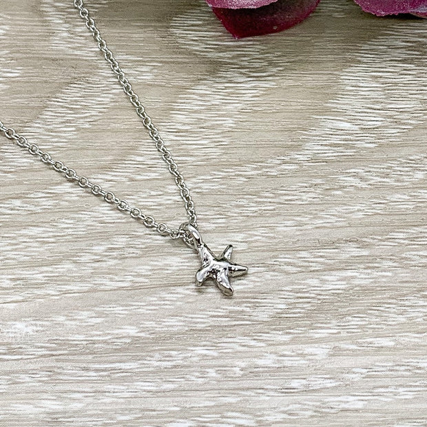 Tiny Starfish Necklace, Ocean Lover Gift, Beach Jewelry, Shell Pendant, Coastal Necklace, Seascape Jewelry, Gift for Her, Birthday Gift