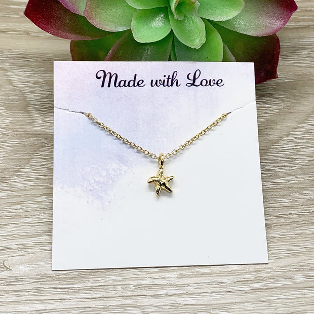 Tiny Starfish Necklace, Ocean Lover Gift, Beach Jewelry, Shell Pendant, Coastal Necklace, Seascape Jewelry, Gift for Her, Birthday Gift