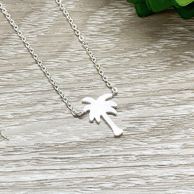 Palm Tree Necklace, Dainty Necklace, Mini Charm Necklace, California Necklace, Beach Jewelry, Gift for Her, Tropical Pendant