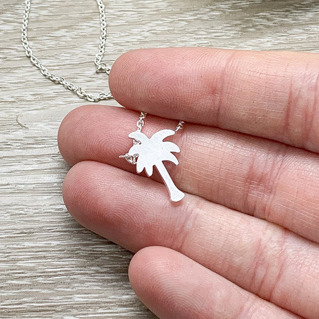 Palm Tree Necklace, Dainty Necklace, Mini Charm Necklace, California Necklace, Beach Jewelry, Gift for Her, Tropical Pendant