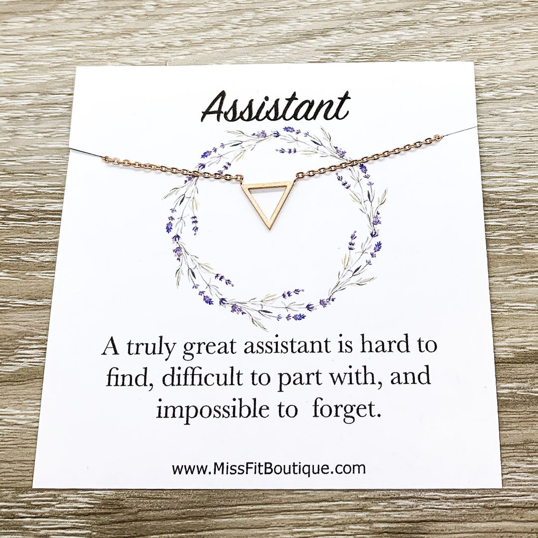 Truly Great Assistant Gift, Tiny Triangle Necklace, Dainty Pendant, Modern Necklace, Thank You Gift for Assistant, Christmas Gift for Her