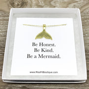Mermaid Tail Necklace, Fish Tail Pendant Gold, Mermaid-Themed Necklace, Mental Health, Beach Necklace, Ocean Gift, Friendship Necklace