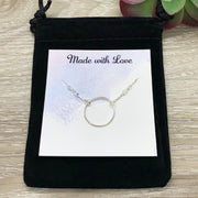 To My Sister Card, Sterling Silver Circle Necklace, Circular Pendant, Circular Jewelry, Unbiological Sister Gift, Birthday Gift from Sister