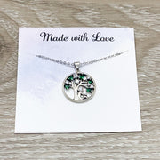 Emerald Green Tree Necklace, Strength Jewelry, Tree with Strong Roots Quote, Inspirational Card, Nature Lover Gift, Survivor Gift, Uplifting