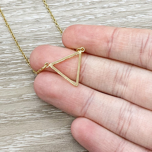 Triangle Outline Necklace, Dainty Pendant, Triangular Pendant, Infinity Necklace, Minimalist Necklace, Christmas Gift, Modern Jewelry